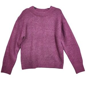 Zenana Sweater Medium Oversized Purple Cozy Knit Pullover Thick Chunky Sweater‎